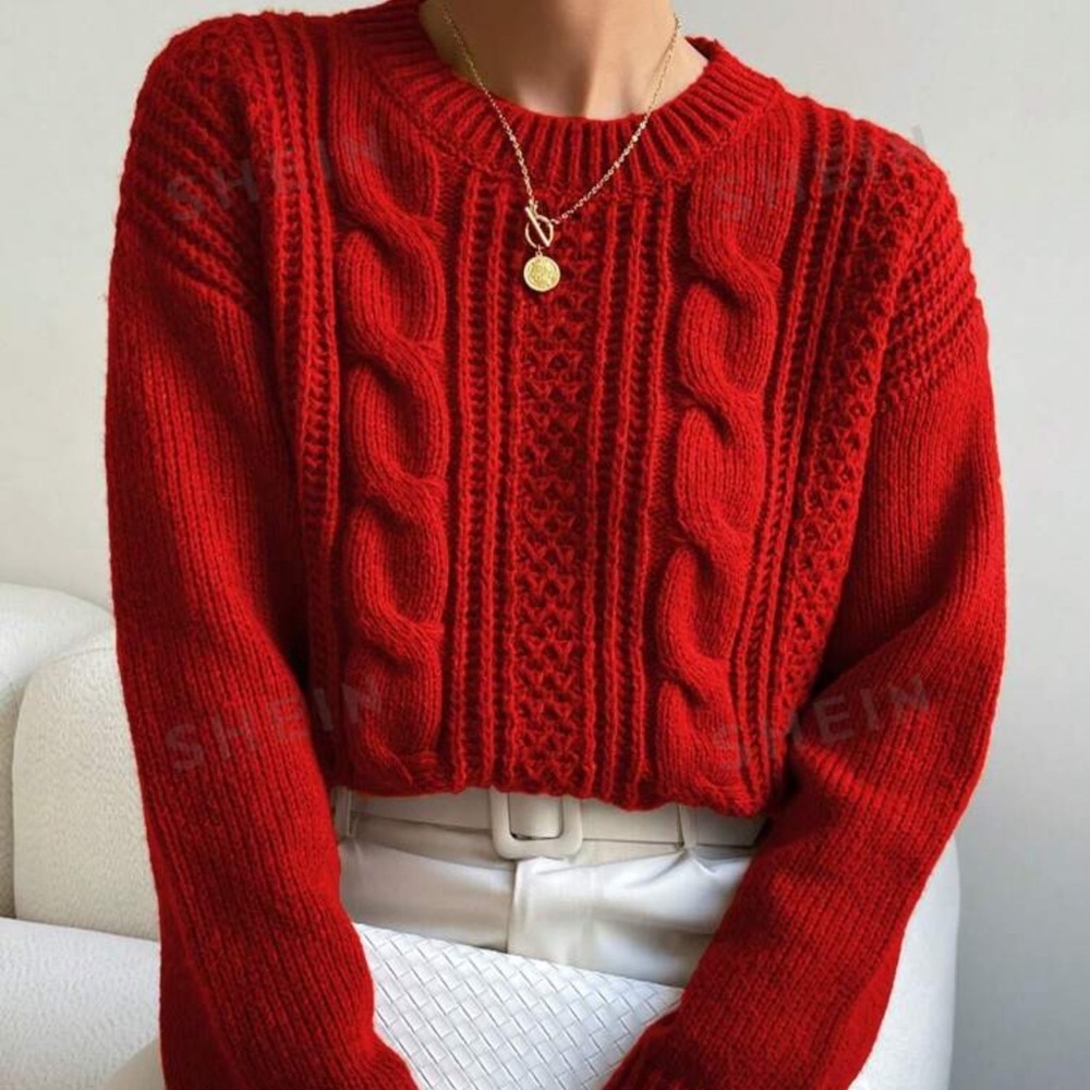 Relaxiva Solid Color Round Neck Casual Long Sleeved Sweater Pullover